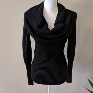 BCBGMaxAzria Black Wool Cowl Neck Sweater Size M